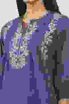 Blue Cotton Straight Tops image number 1