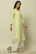 Lime Green Printed Straight Kurta image number 4