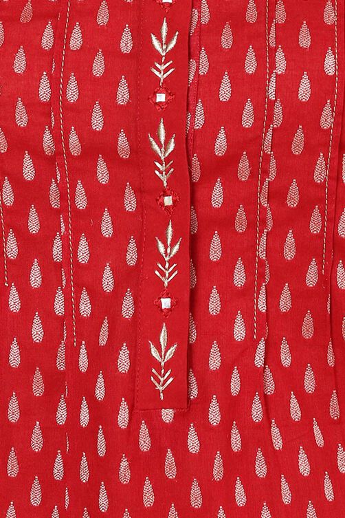 Red Straight Cotton Kurta image number 1