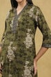 Green Viscose Blend Printed Straight Kurta Pants Set image number 1