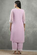 Mauve Polyester Straight Kurta Pants Set image number 4