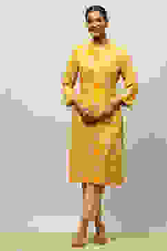 Yellow Rayon Printed Straight Kurta image number 0