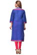 Blue Straight Cotton Kurta image number 3