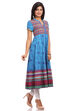 Blue Flared Cotton Kurta image number 2
