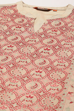 Ecru Poly Viscose Straight Printed Kurta Palazzo Suit Set image number 1