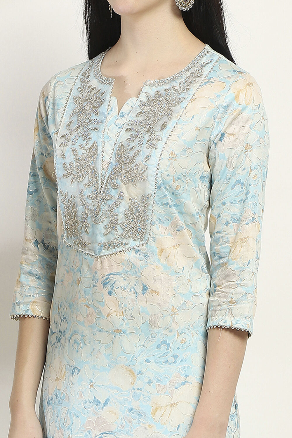 Blue Cotton Straight Set image number 1