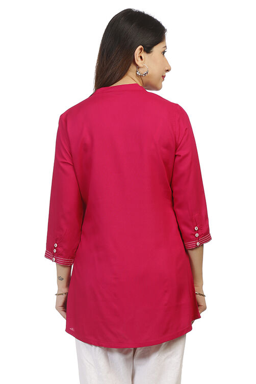 Fuschia A Line Viscose Indie Top image number 5