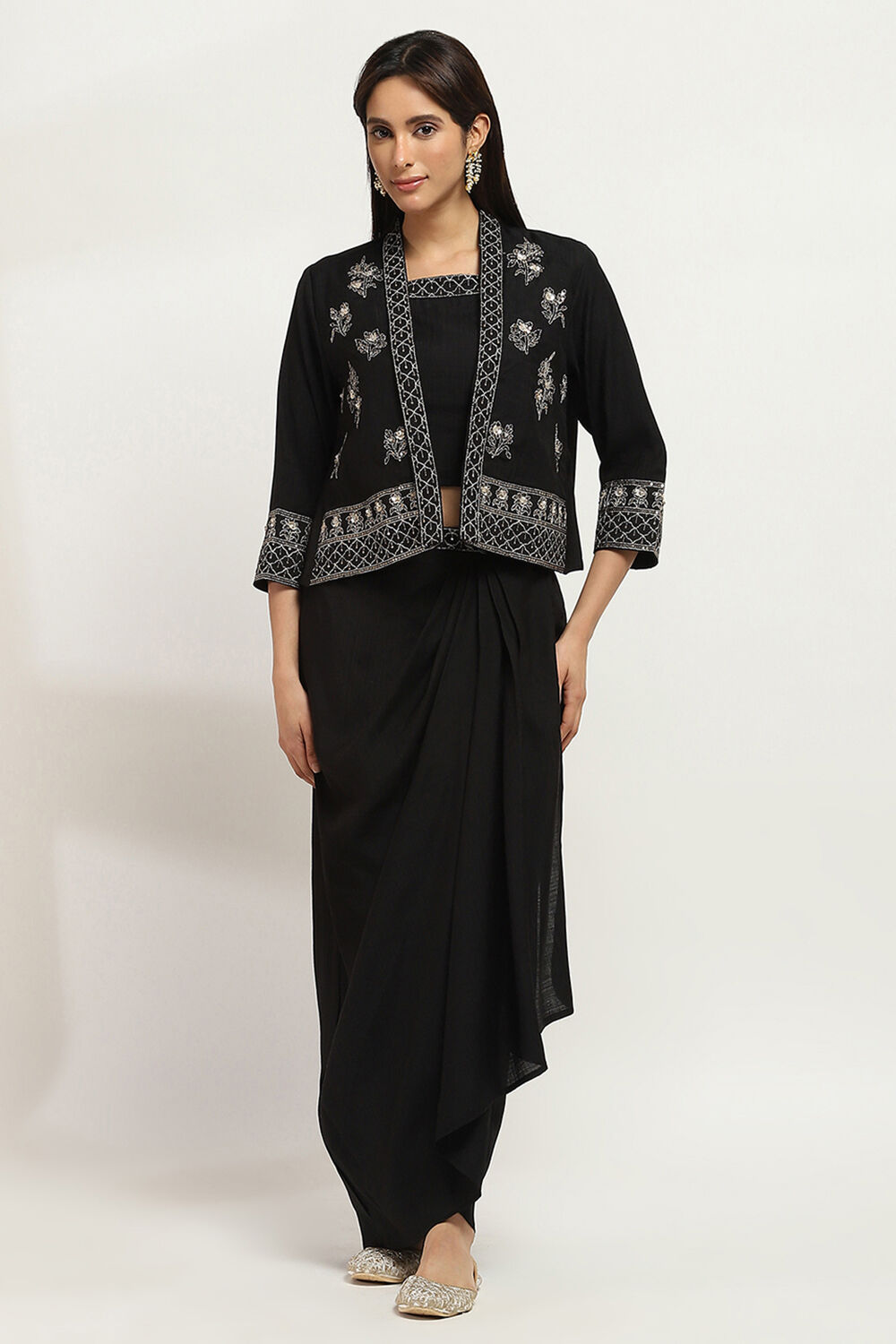 Black Viscose Blend Skirt Set image number 0