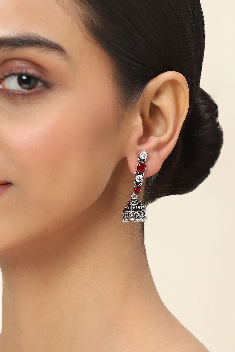 Red-White Alloy Jhumkas image number 1