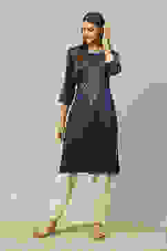 Blue Poly Viscose Straight Printed Kurta image number 5