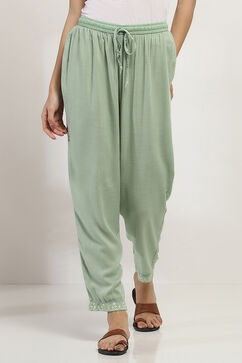 Sage Green Solid Regular Pants image number 5