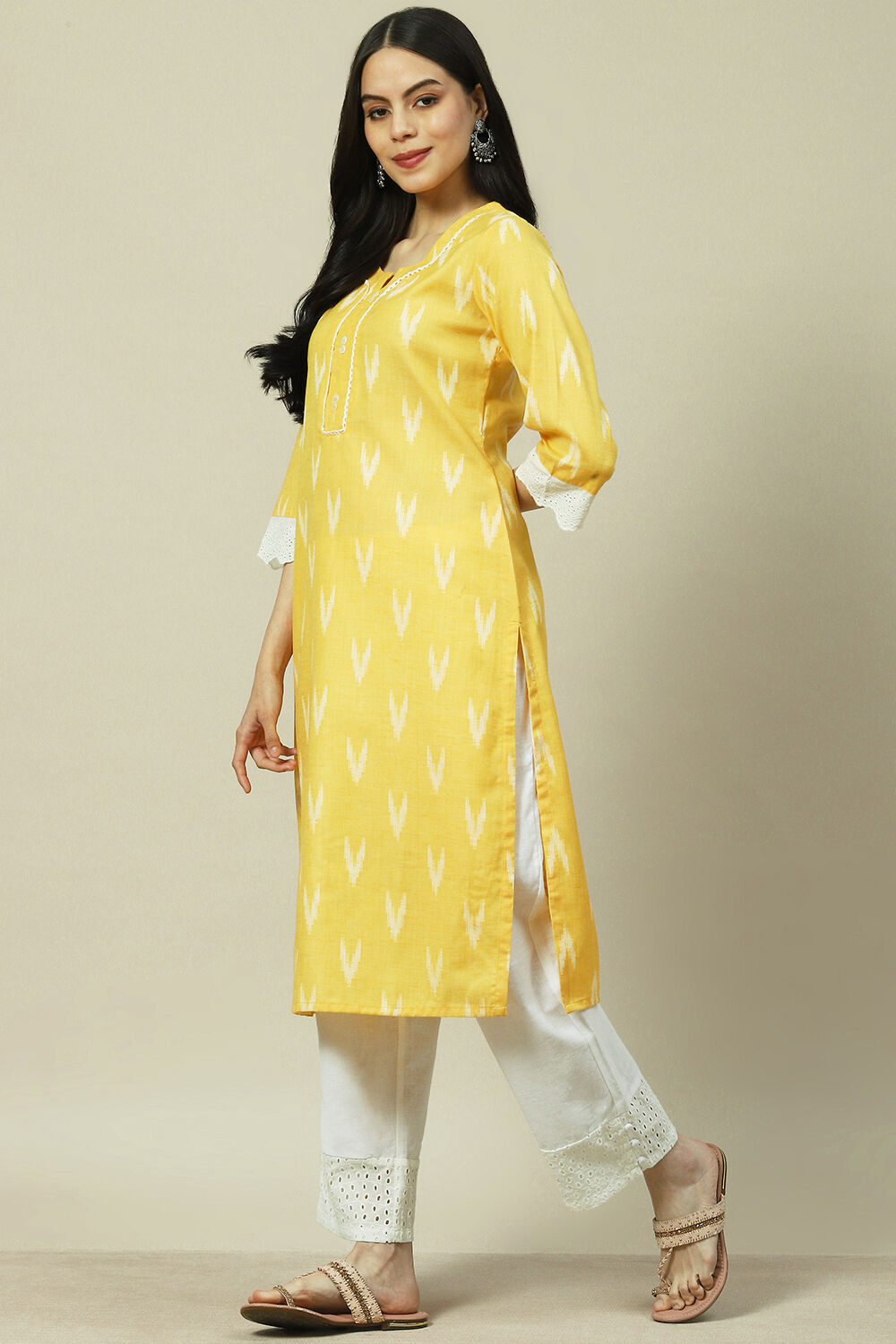 Yellow Viscose Blend Straight Kurta image number 2