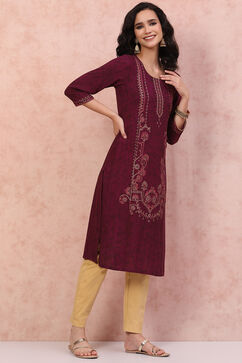 Phalsa LIVA Straight Kurta image number 3