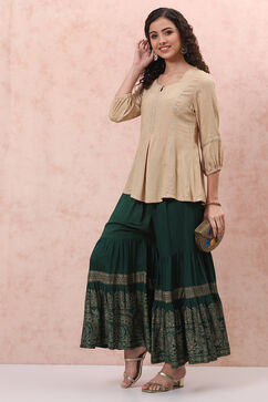 Green Art Silk Sharara Pants image number 4