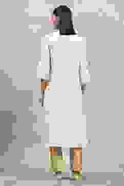 Beige Cotton Yarndyed Straight Kurta image number 3