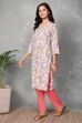 Lavender Printed Straight Kurta image number 2