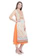 Beige Flared Polyester Kurta image number 4