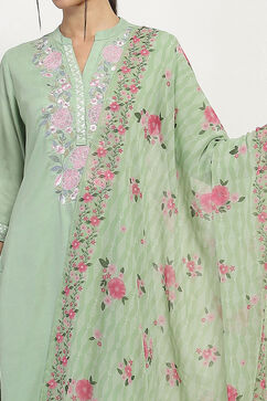 Sage Green Polyester Dupatta image number 1