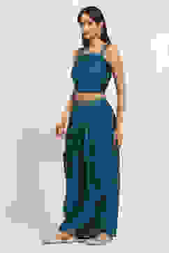 Teal Viscose Blend Skirt Set image number 6