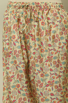 Ecru Viscose Blend Floral Printed Straight Co-ord Set image number 2