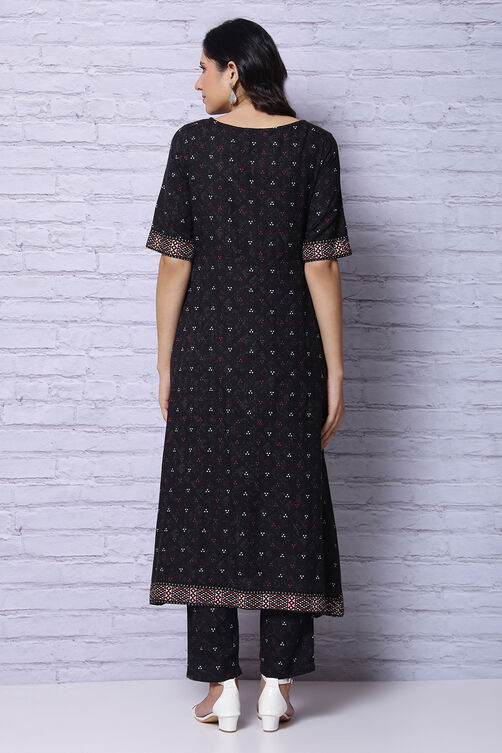 Black Viscose A Line Kurta image number 6