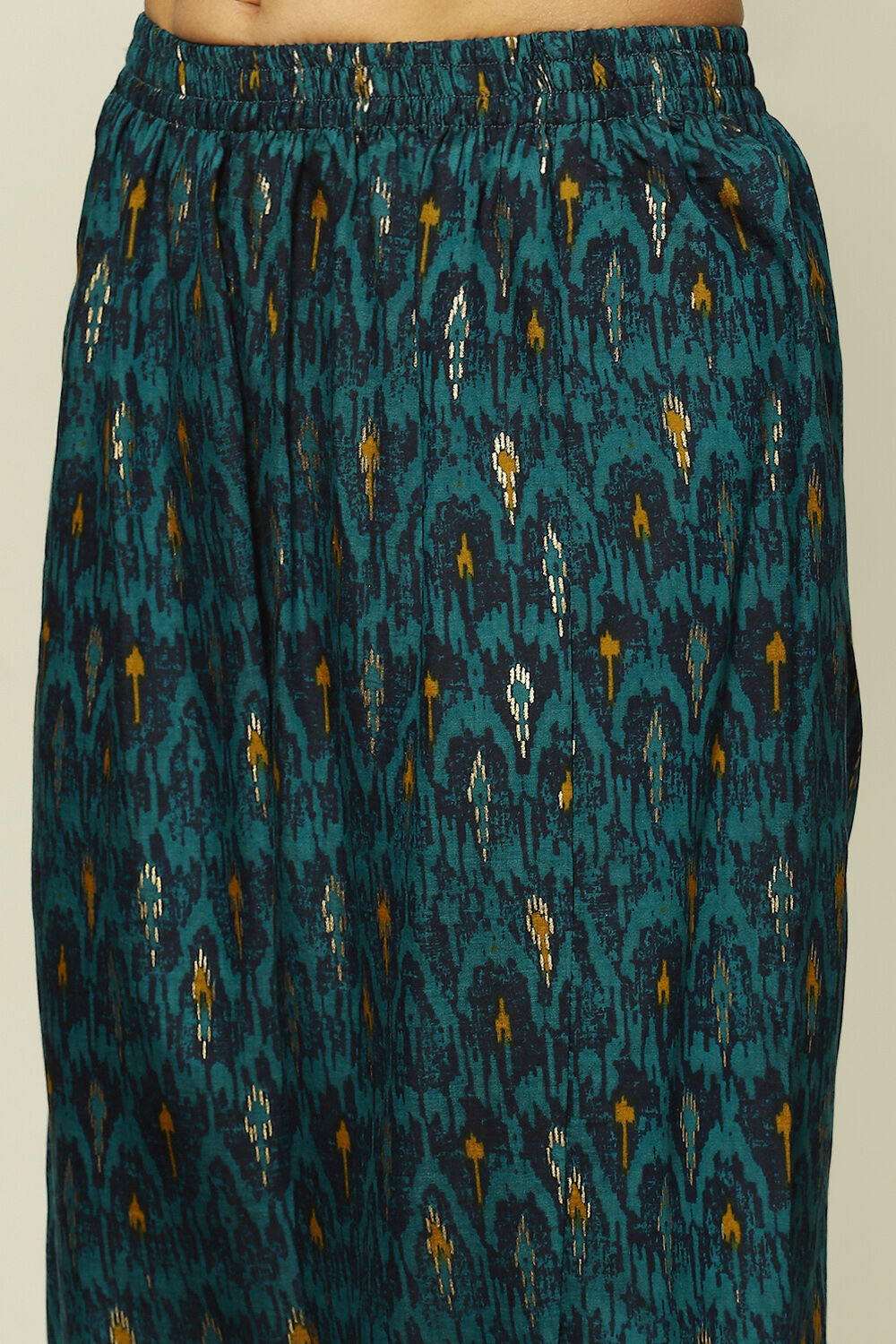 Peacock Blue Viscose Printed Straight Suit Set image number 2