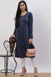 Blue Acrylic Straight Kurta image number 0