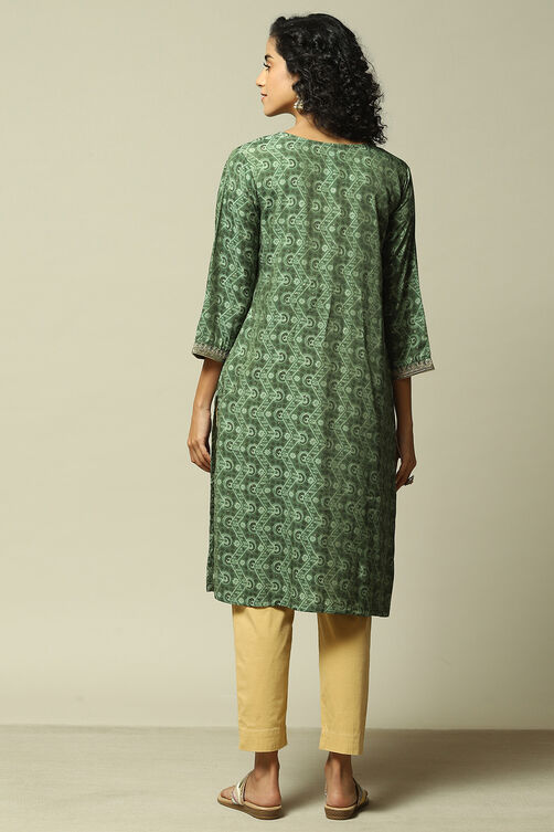 Pink Viscose Straight Printed Kurta image number 3