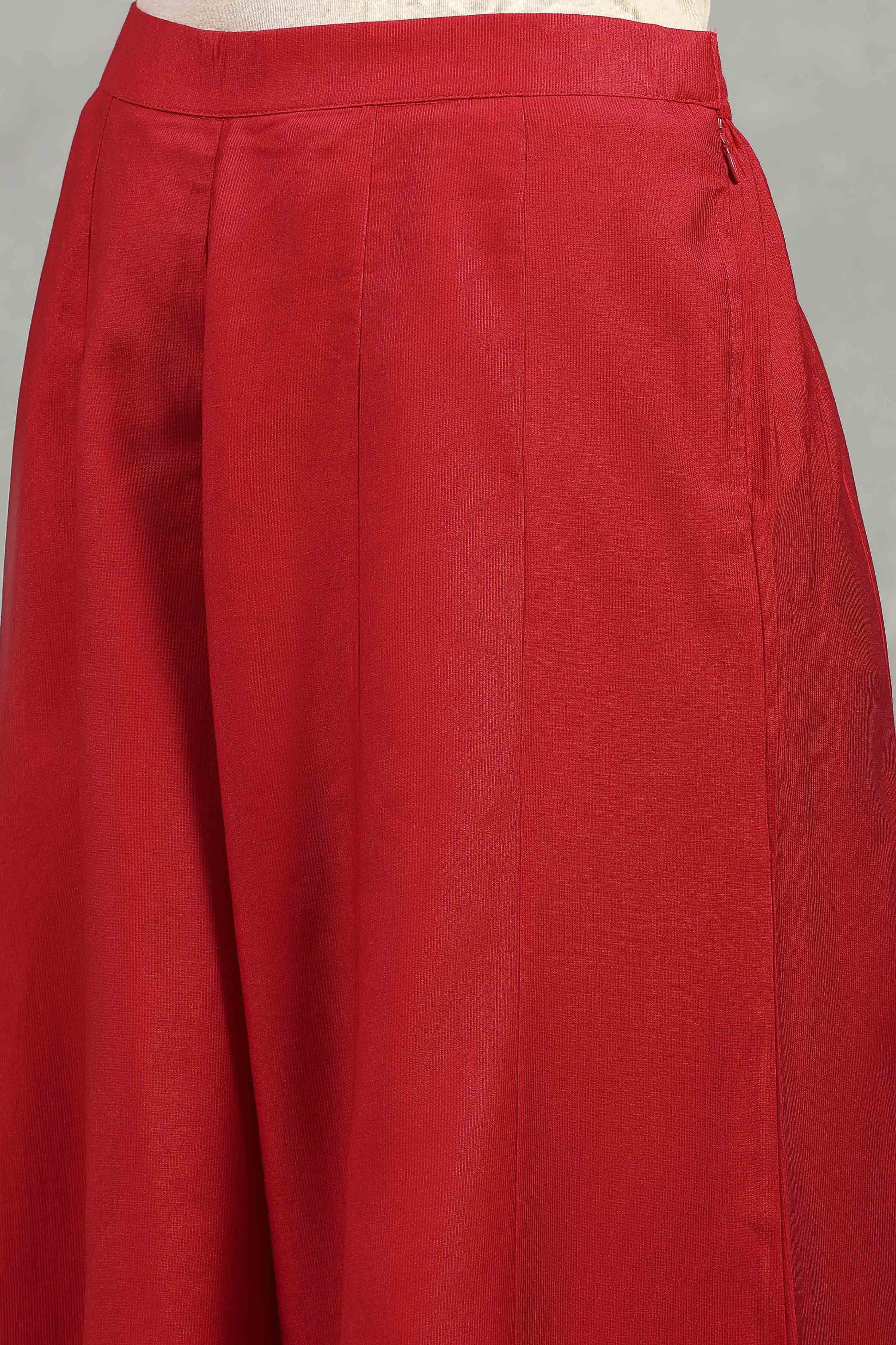 Red Polyester Solid Straight Sharara Suit Set image number 2