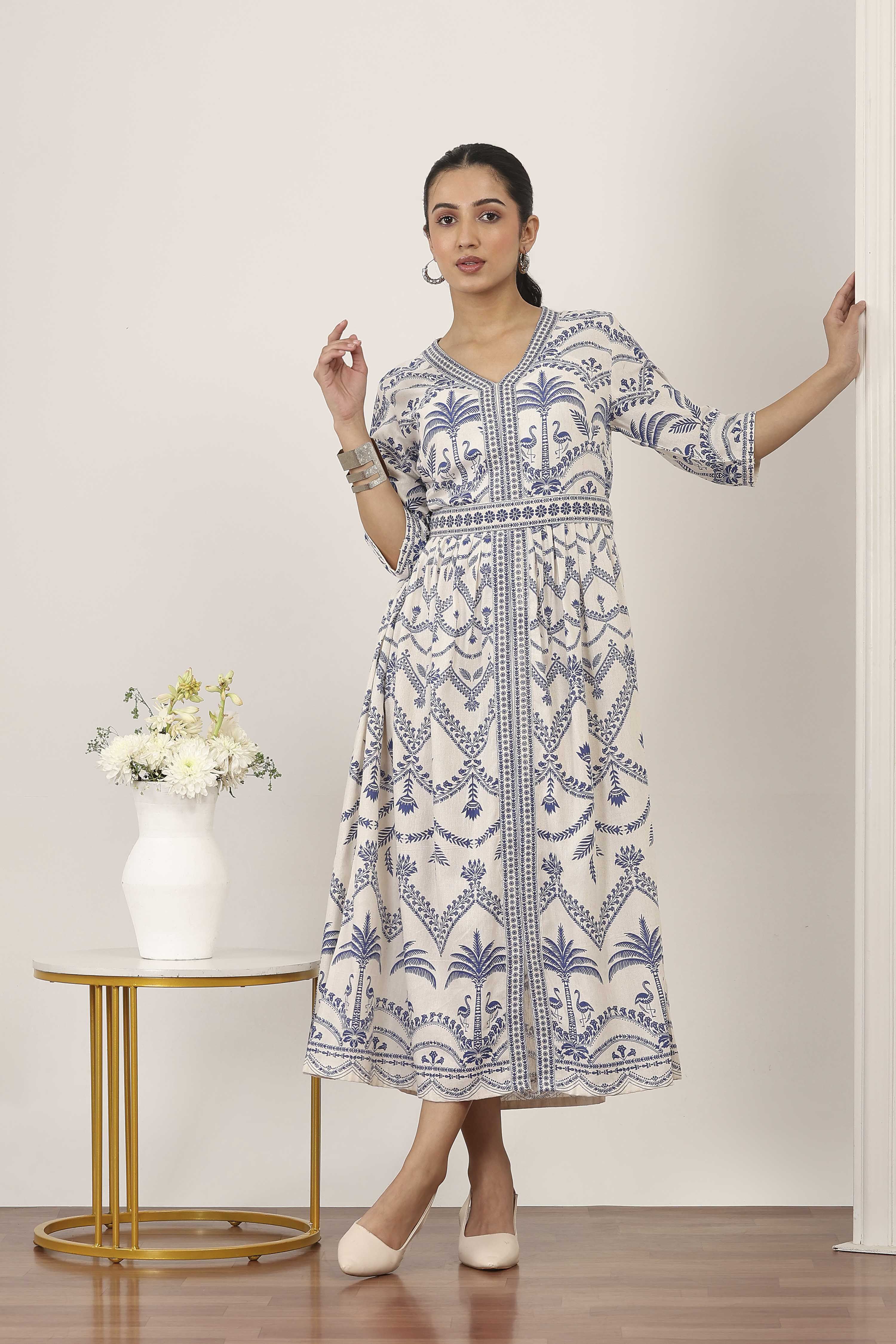 Blue Rayon A-Line Dresses image number 0