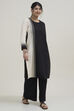 Black White Cotton Flex Straight Solid Kurta image number 4