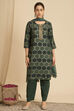 Purple Viscose Rayon Straight Printed Suit Set image number 6