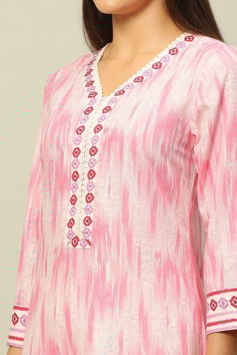 Pink Rayon Printed Straight Kurta image number 1