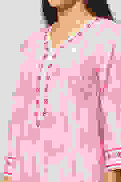 Pink Rayon Printed Straight Kurta image number 1