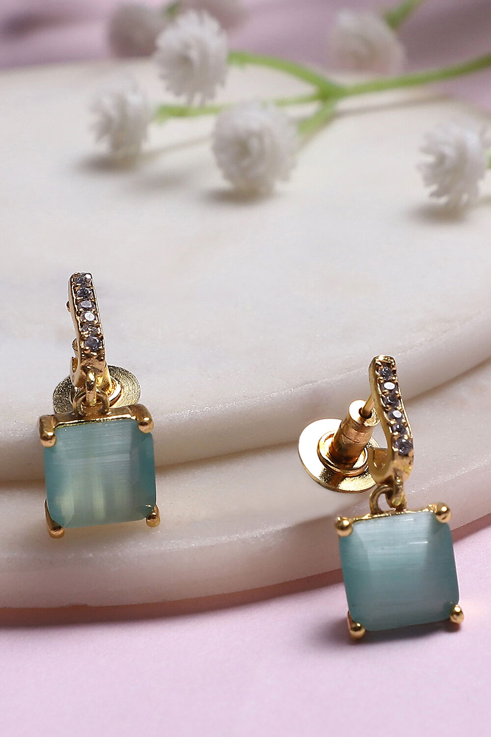 Mint Green Brass Jhumka image number 0