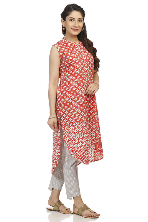 Red Viscose Straight Kurta image number 2