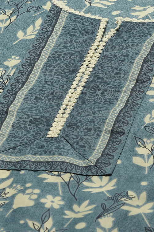 Blue Cambric Printed Straight Kurta image number 1
