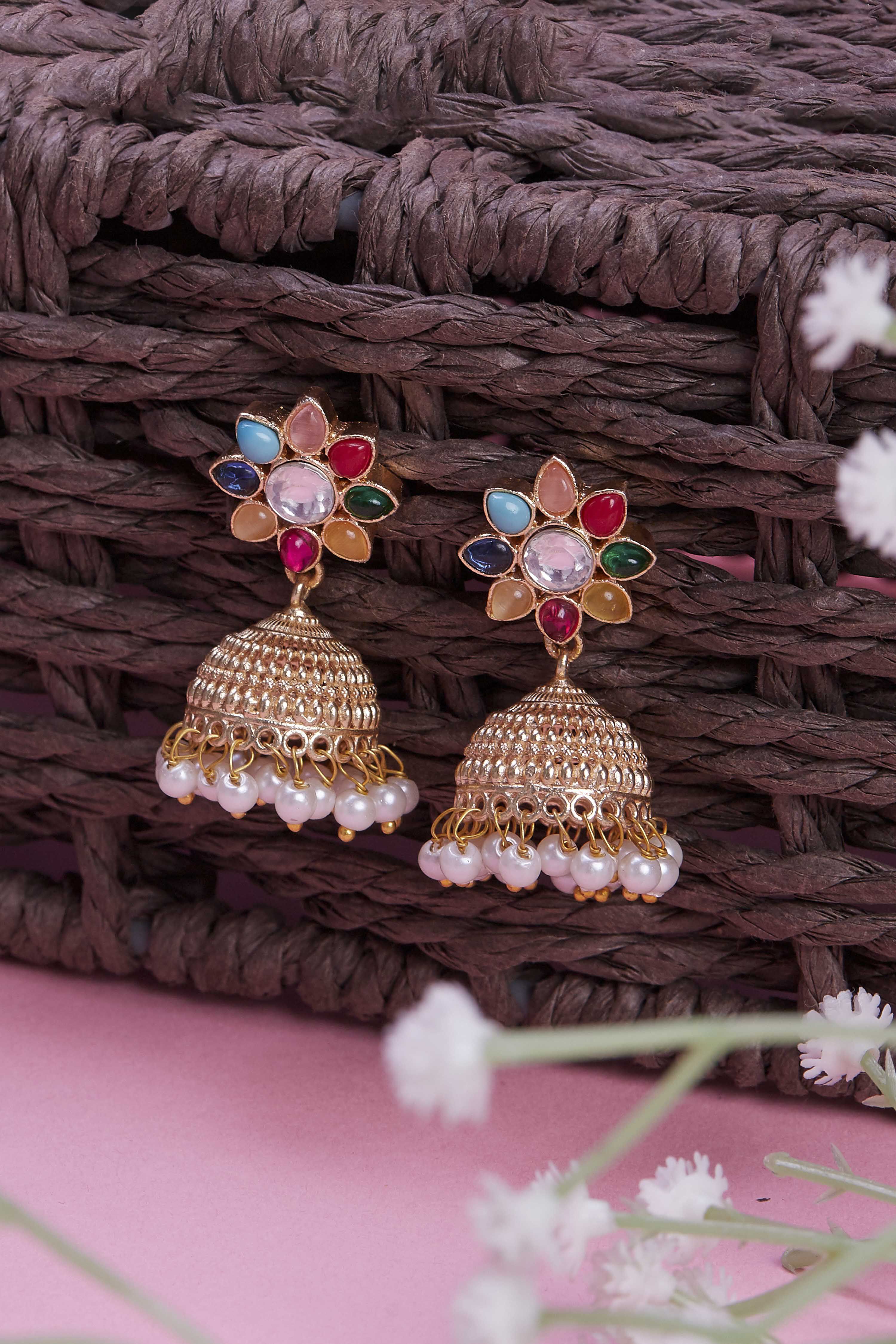 Multicolor Brass Jhumka image number 0