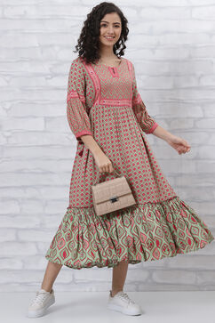 Mint Green LIVA Tiered Dress image number 3