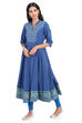 Dark Blue Kalidar Cotton Kurta image number 3