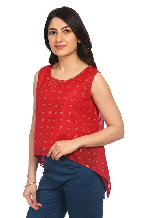 Red Poly Cotton Indie Top image number 3