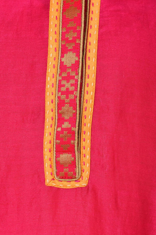 Pink Flared Polyester Kurta image number 1