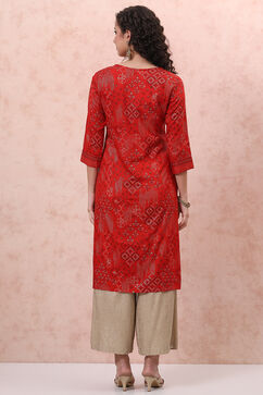 Rust LIVA Straight Kurta image number 4