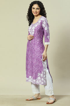 Purple LIVA Straight Kurta image number 2