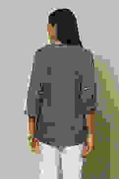 Indigo Blue LIVA Straight Printed Top image number 4