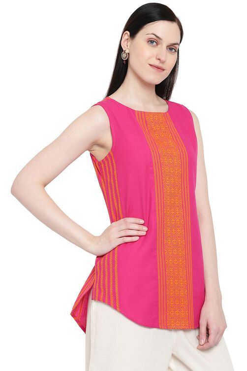 Pink Cotton Straight Top image number 3