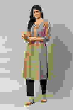 Green LIVA Straight Printed Kurta image number 5