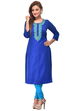 Blue Straight Cotton Kurta image number 0