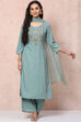 Green Viscose Rayon Straight Suit Set image number 0