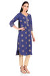 Blue Straight Cambric Cotton Kurta image number 2